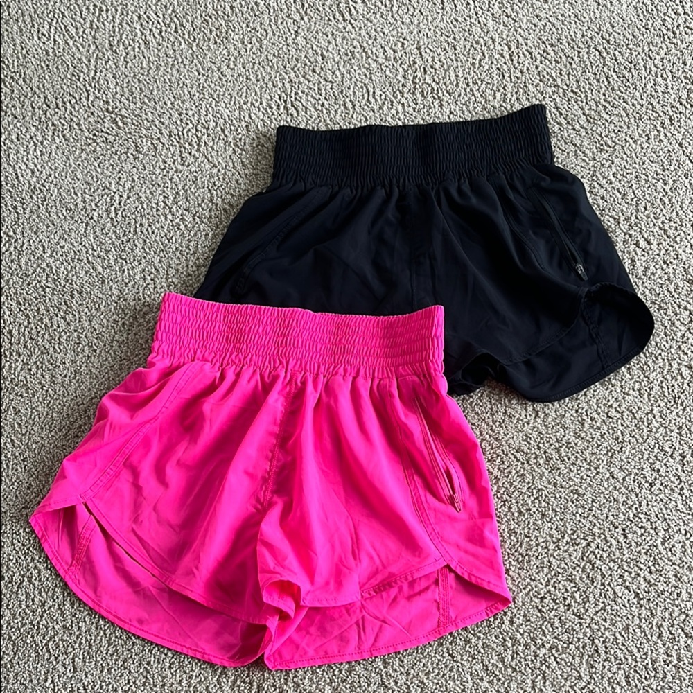 Women's Athletic Shorts - Black and Pink